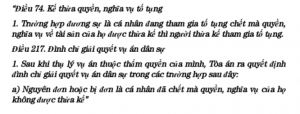 Điều 74. Kế thừa quyền,. nghĩa vụ tố tụng
